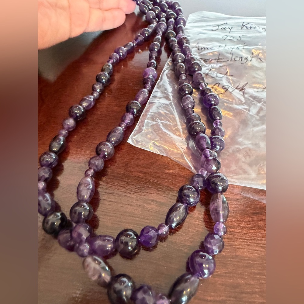 Jay King DTR Double Strand Amethyst Bead Sterling Silver 26" Necklace 116.8 g